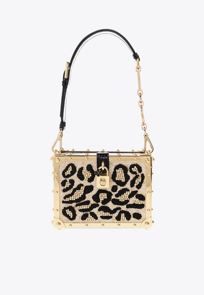 Shop Dolce & Gabbana Dolce Box Sequin-embellished Clutch Bag In Gold