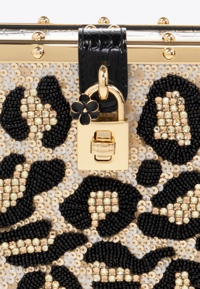 Shop Dolce & Gabbana Dolce Box Sequin-embellished Clutch Bag In Gold