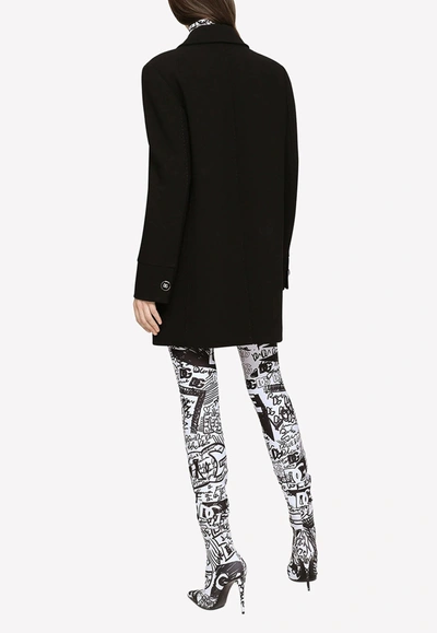 Dolce & Gabbana Double Crepe Buttoned Coat In Black