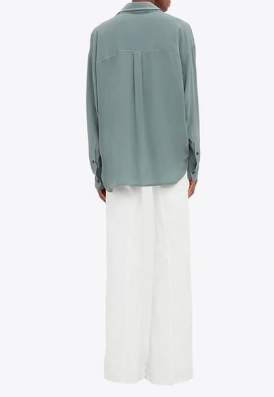 Shop Victoria Beckham Double Layer Blouse In Silk In Green