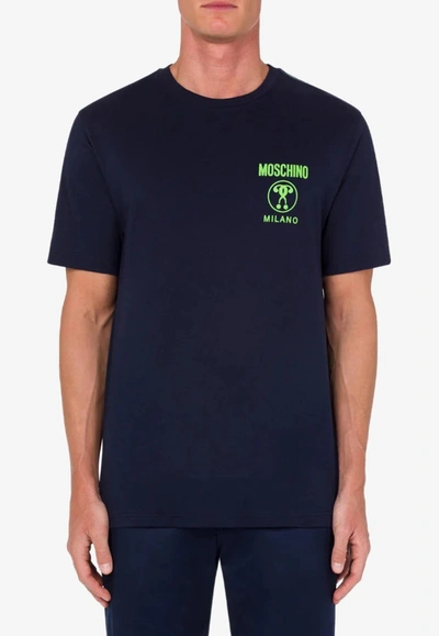 Moschino Navy Double Question Mark T-shirt In Navy