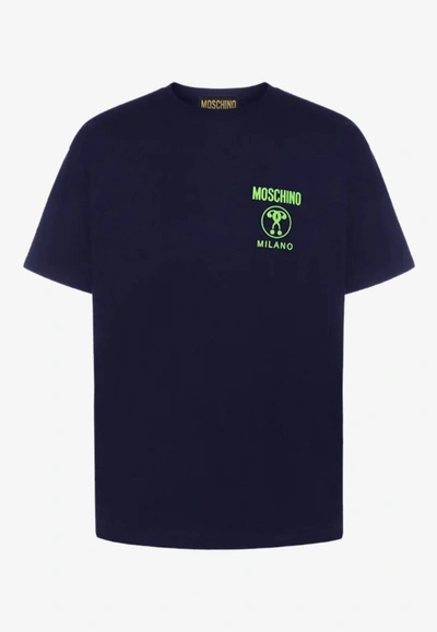 Moschino Navy Double Question Mark T-shirt In Navy