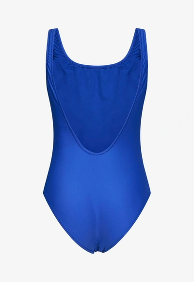 Moschino Double Smiley One-piece Swimsuit In Blue