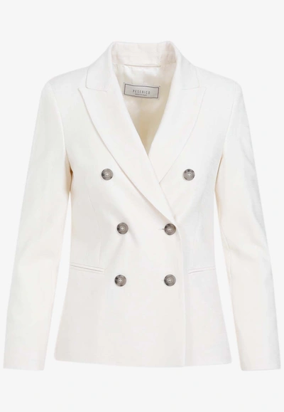 Shop Peserico Double-breasted Blazer In Beige