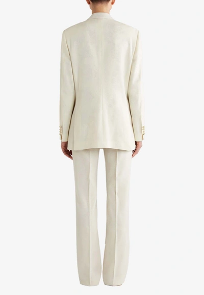 Etro Heart Double-breasted Textured Wool Blazer In White