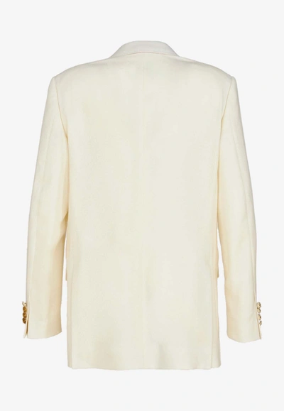 Shop Etro Double-breasted Blazer In Wool In White