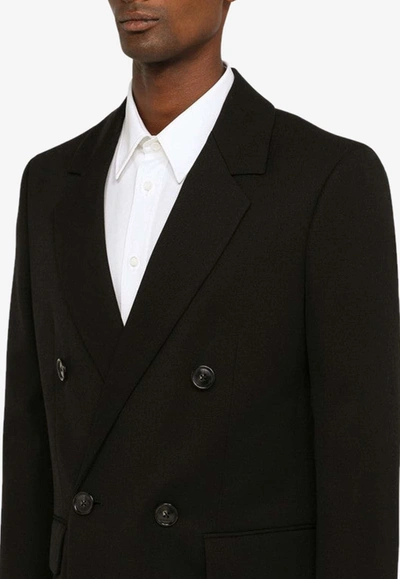 Shop Pt Torino Double-breasted Coat In Virgin Wool In Black