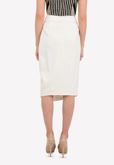 Alexandre Vauthier Double-breasted Front Slit Pencil Skirt In White