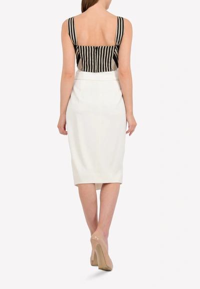 Alexandre Vauthier Double-breasted Front Slit Pencil Skirt In White