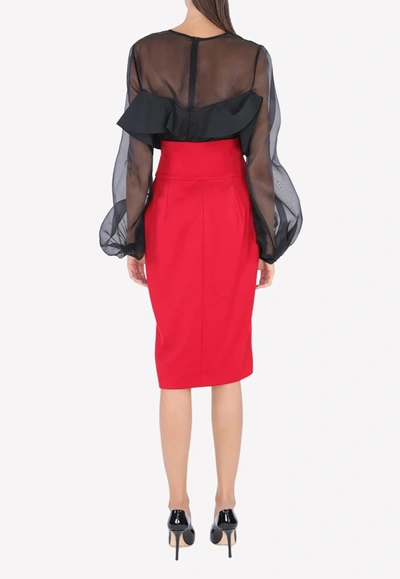 Alexandre Vauthier Double-breasted Front Slit Pencil Skirt In Red