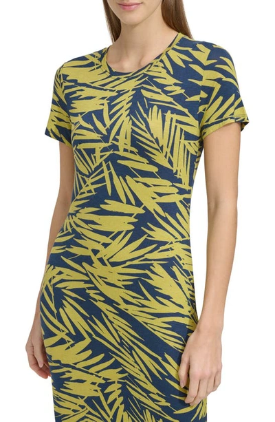 Shop Andrew Marc Print T-shirt Dress In Bamboo Palm Chartreuse Combo