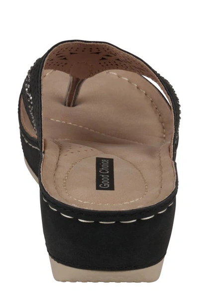 Shop Good Choice New York Bari Embellished Wedge Sandal In Black