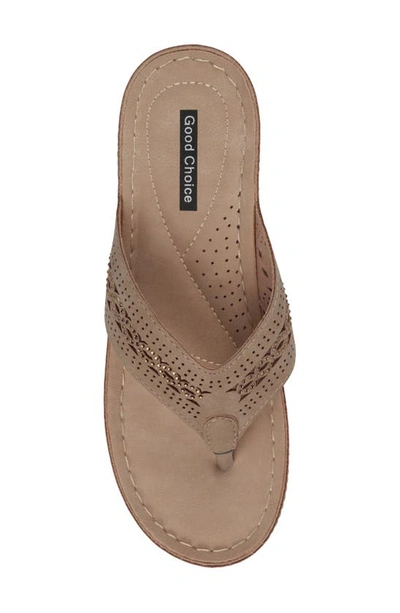 Shop Good Choice New York Bari Embellished Wedge Sandal In Natural