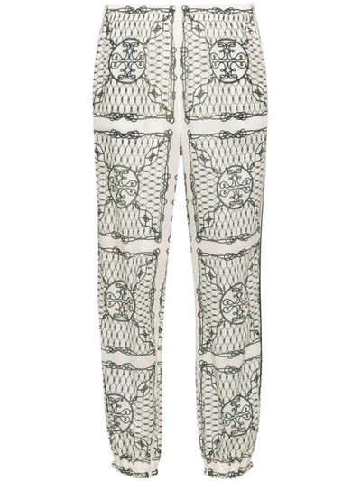 Shop Tory Burch Printed Cotton Trousers In White