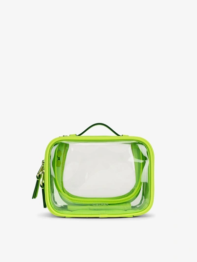 Shop Calpak Small Clear Cosmetics Case In Electric Lime