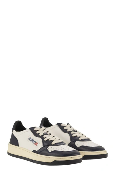 Shop Autry Medalist Low - Leather Sneakers In White/blue