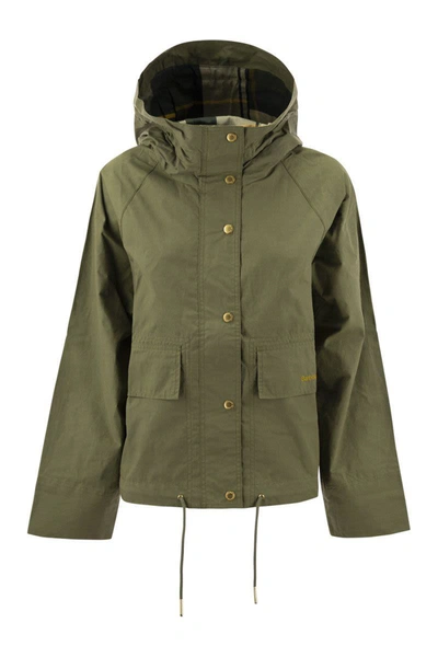 Shop Barbour Nith - Hooded Rain Jacket In Military Green