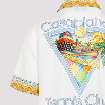 Shop Casablanca Silk Printed Shirt In White
