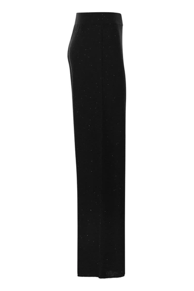 Fabiana Filippi Wool And Silk Trousers With Sequins In Black