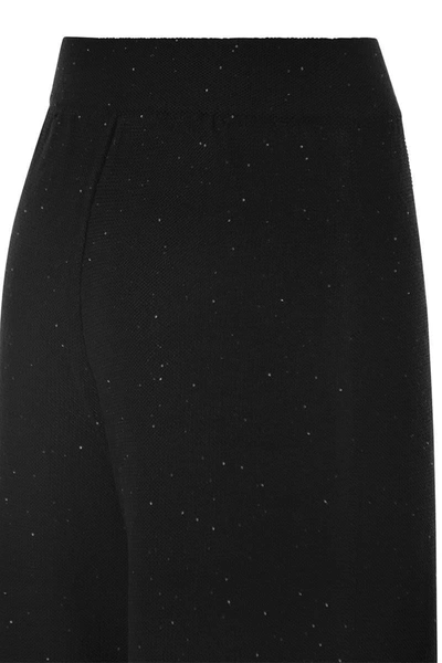 Shop Fabiana Filippi Cotton And Linen Trousers With Micro Sequins In Black