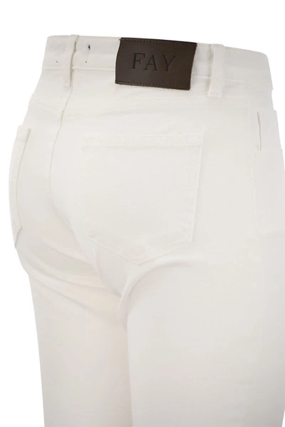 Shop Fay 5-pocket Trousers In Stretch Cotton. In White