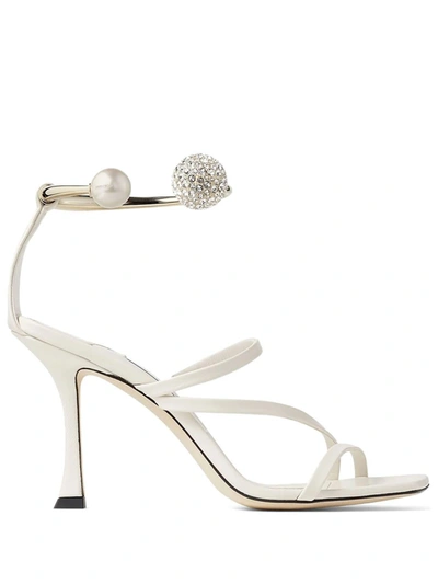 Shop Jimmy Choo Ottilia 90mm Leather Sandals In Nude & Neutrals