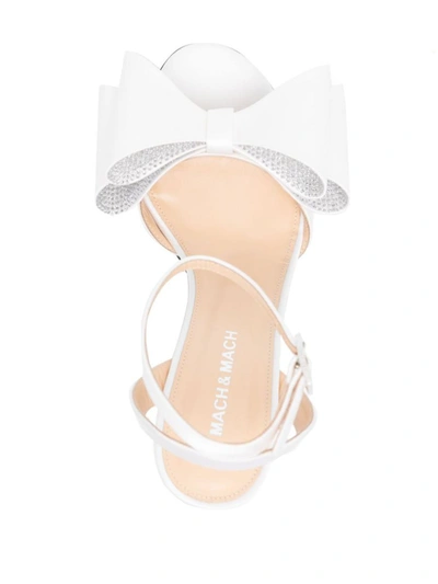 Mach&mach Mach E Mach Satin Le Cadeau Sandals With Double Bow In White
