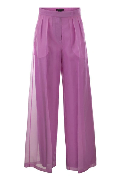 Shop Max Mara Calibri - Silk Wide Trousers In Fuchsia