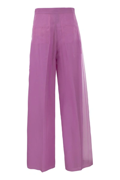 Shop Max Mara Calibri - Silk Wide Trousers In Fuchsia