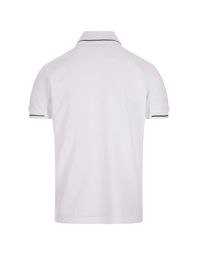 Shop Moncler Short-sleeved Polo With Embroidered Logo In White