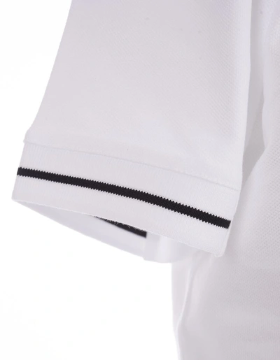 Shop Moncler Short-sleeved Polo With Embroidered Logo In White