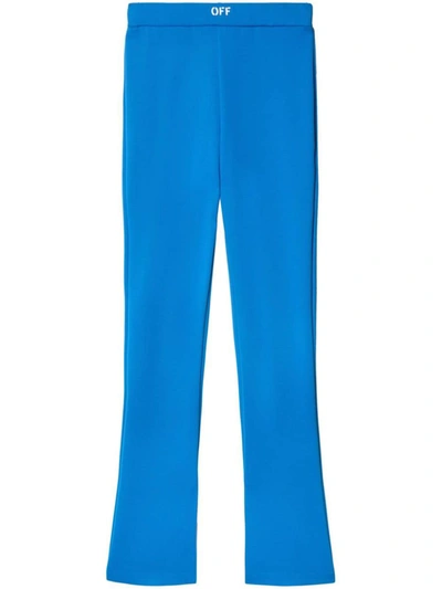 Shop Off-white High Waisted Flared Leggings In Blue