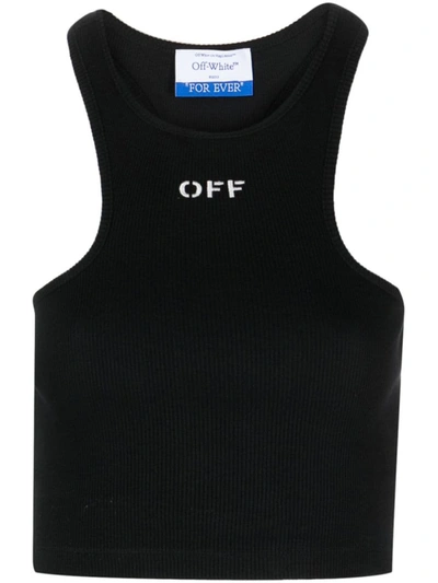 Shop Off-white Logo Cropped Top In Black