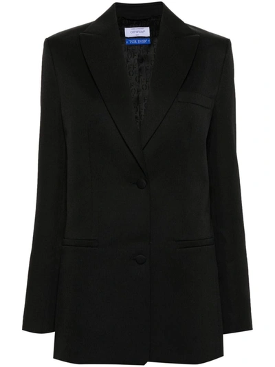 Shop Off-white Wool Jacket In Black