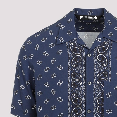 Shop Palm Angels Paisley Bowling Shirt In Blue