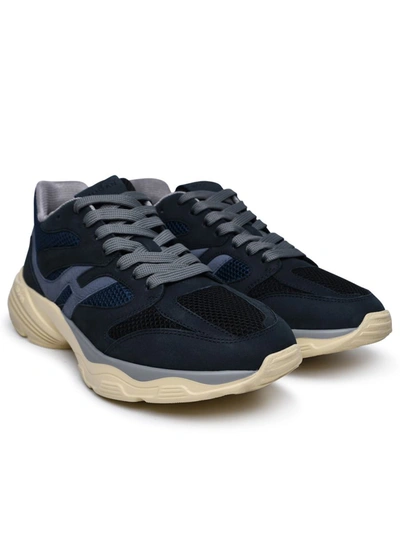 Shop Hogan 'h665' Blue Suede Sneakers In Navy