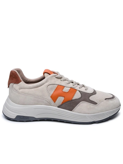 Shop Hogan Beige Suede Sneakers