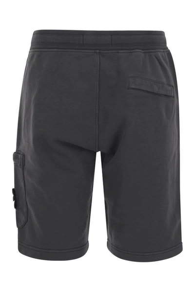 Shop Stone Island Cargo Bermuda Shorts In Brushed Cotton Fleece In Charcoal