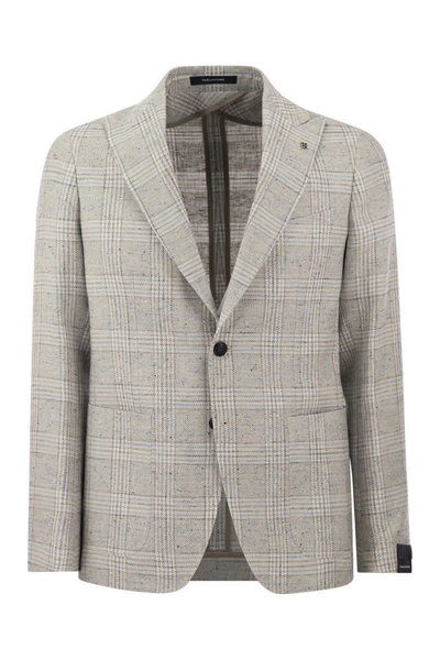 Shop Tagliatore Jacket With Tartan Pattern In Grey