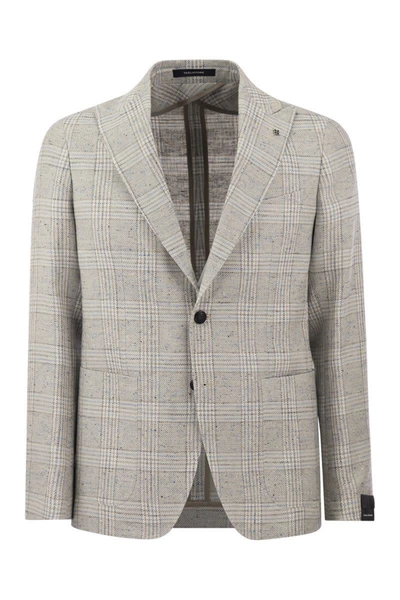 Tagliatore Men's Jacket With Tartan Pattern In Grey