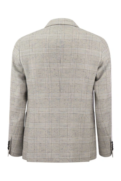 Shop Tagliatore Jacket With Tartan Pattern In Grey