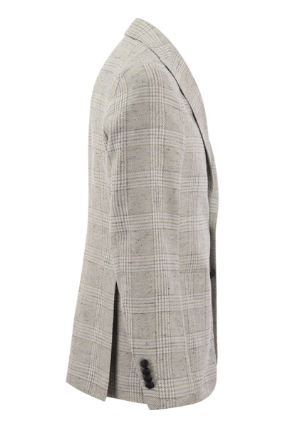 Shop Tagliatore Jacket With Tartan Pattern In Grey