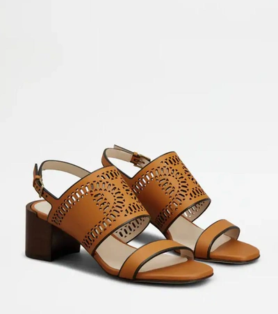 Shop Tod's Sandals In Ochre