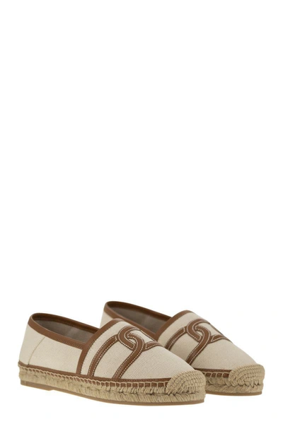 Shop Tod's Slip-on Kate In Canvas And Leather In Beige