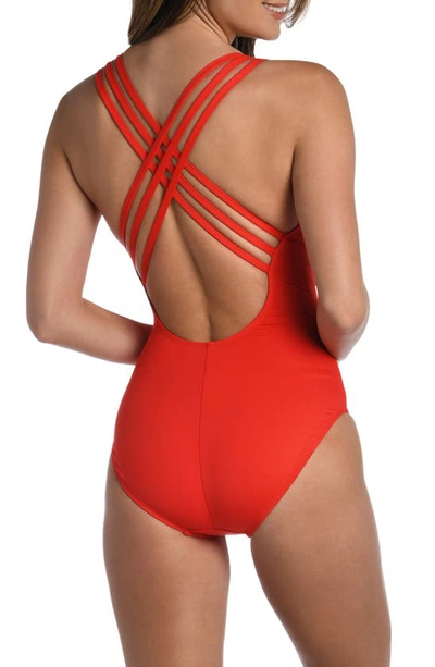 Shop La Blanca Cross Back One-piece Swimsuit In Cherry