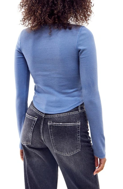Bdg Urban Outfitters Acid Wash Placket Crop Henley In Blue