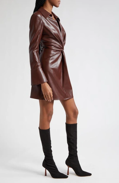 Shop Cinq À Sept Mckenna Long Sleeve Faux Leather Dress In Tobacco