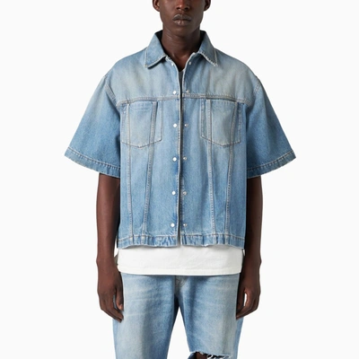 Shop 1989 Studio | Boxy Short Sleeved Denim Shirt In Light Blue