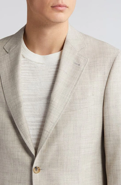 Shop Canali Kei Trim Fit Slub Wool & Silk Blend Suit In Beige