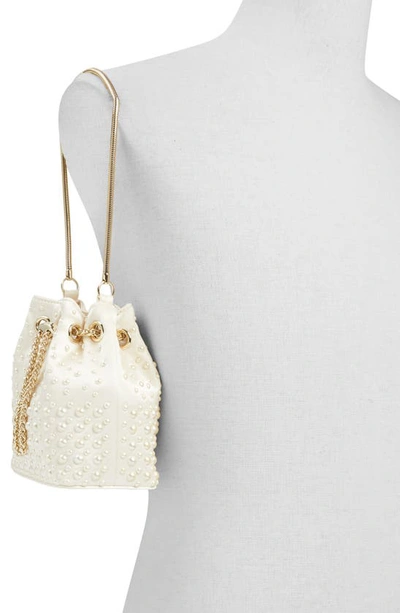 Shop Aldo Pearlily Imitation Pearl Bucket Bag In White Overflow